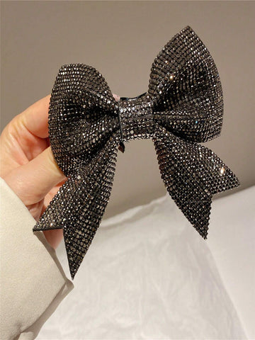 1pc Women's Super Shiny Big Bowknot & Rhinestone Decor Fashion Hair Clip Headwear Shein
