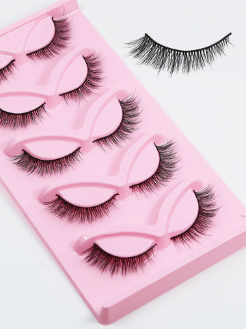 5pairs Natural Slanted False Eyelashes shein