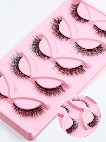 5pairs Natural Slanted False Eyelashes shein