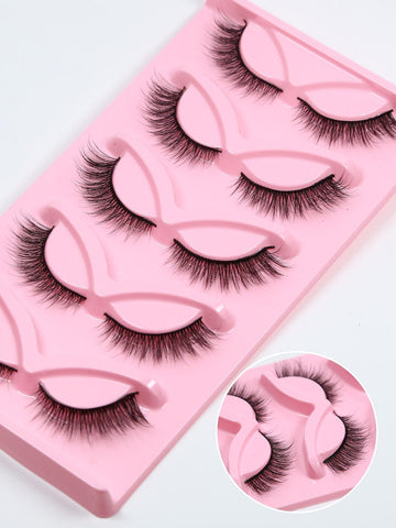 5pairs/set 3d Artificial Mink Fur False Eyelashes shein