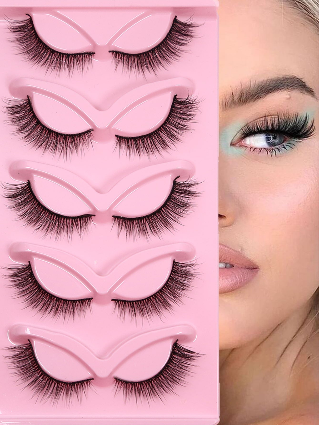 5pairs/set 3d Artificial Mink Fur False Eyelashes shein