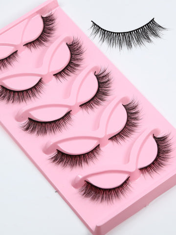 5pairs/set 3d Artificial Mink Fur False Eyelashes shein