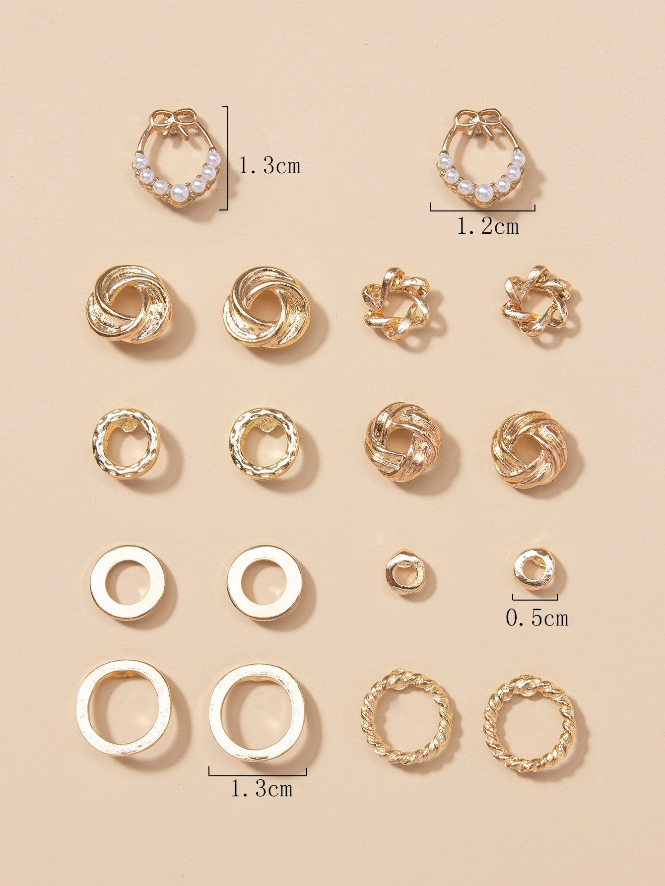 9pairs Faux Pearl Decor Stud Earrings Shein