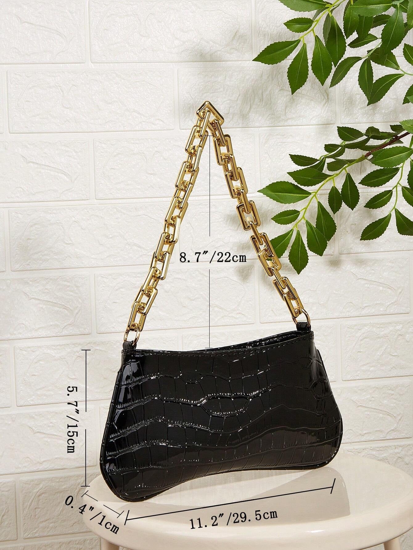 Acrylic Chain Link Crocodile Pattern French Stick Bag Women's Shoulder Bag Shein