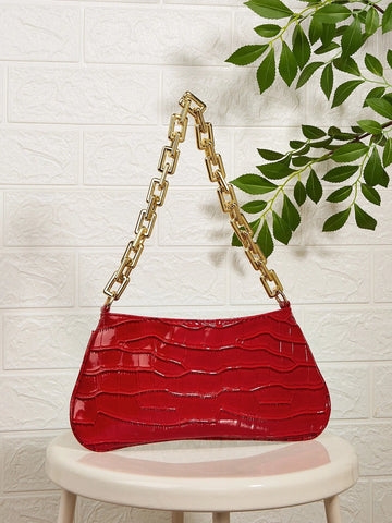 Acrylic Chain Link Crocodile Pattern French Stick Bag Women's Shoulder Bag Shein