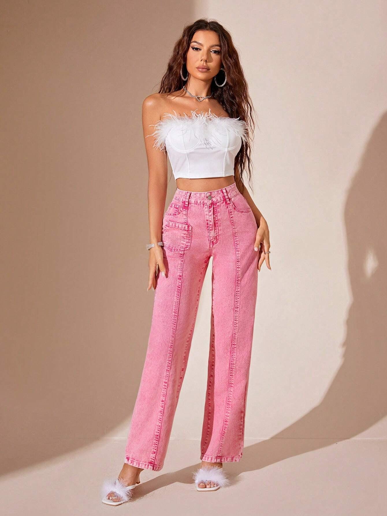 BAE High Waist Straight Leg Jeans Shein