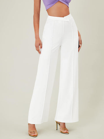 BAE Solid High Waist Wide Leg Pants Shein