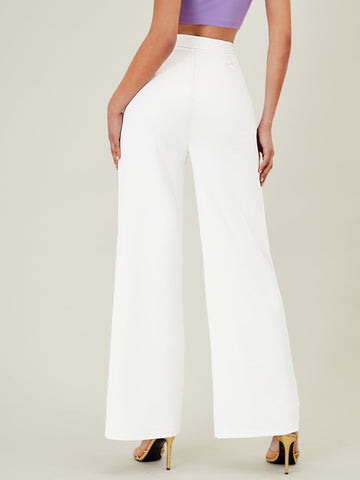 BAE Solid High Waist Wide Leg Pants Shein