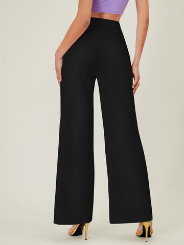 BAE Solid High Waist Wide Leg Pants Shein