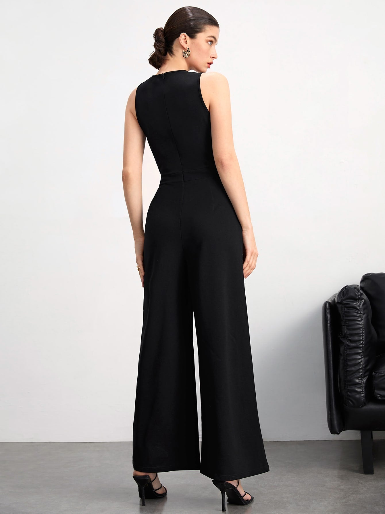 BIZwear Two Tone Wide Leg Jumpsuit Without Belt Workwear shein