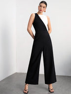 BIZwear Two Tone Wide Leg Jumpsuit Without Belt Workwear shein