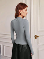 BIZwear Funnel Neck Ruched Tee Shein