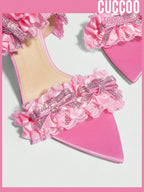 CUCCOO Trending Women Bow & Ruffle Decor Stiletto Heeled Sandals shein