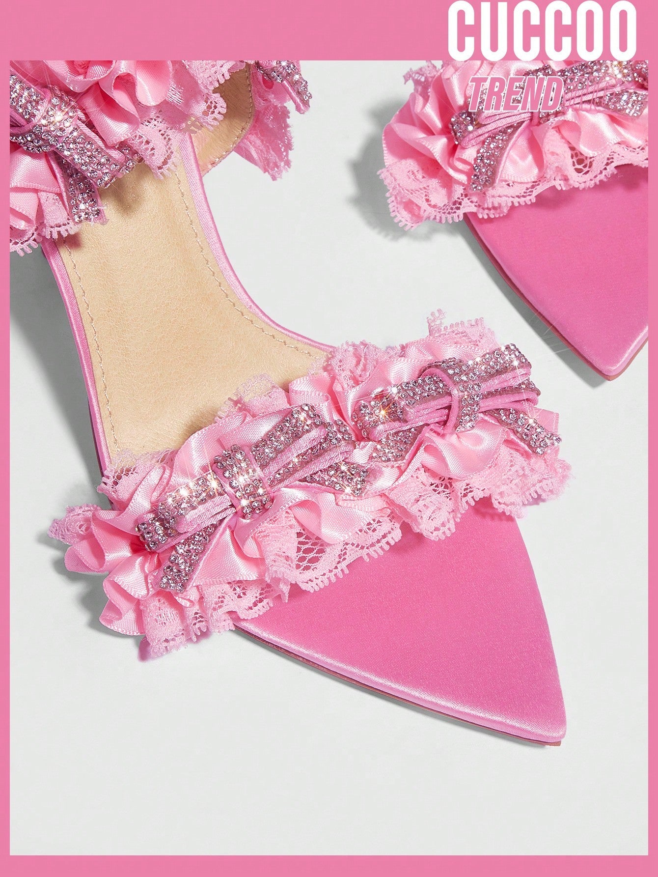 CUCCOO Trending Women Bow & Ruffle Decor Stiletto Heeled Sandals shein