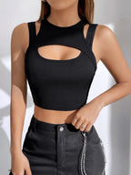 Coolane Cut Out Front Crop Tank Top Shein