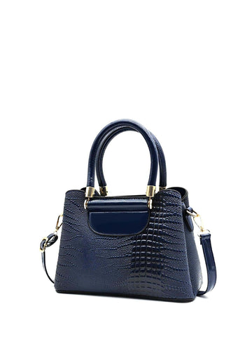 Crocodile Embossed Square Bag Double Handle Multi-compartment With Zipper PU Fashionable For Daily Life Shein