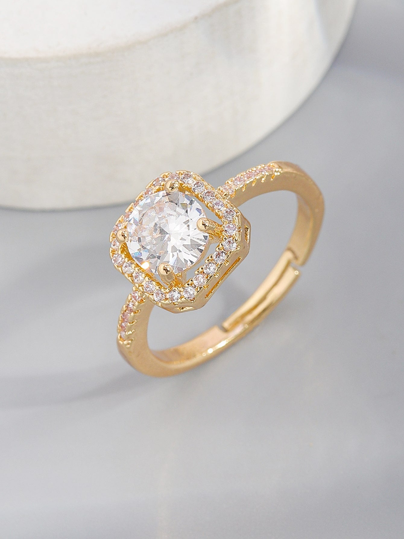 Cubic Zirconia Decor Ring Shein