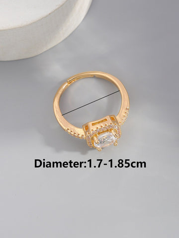 Cubic Zirconia Decor Ring Shein