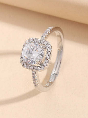 Cubic Zirconia Decor Ring Shein