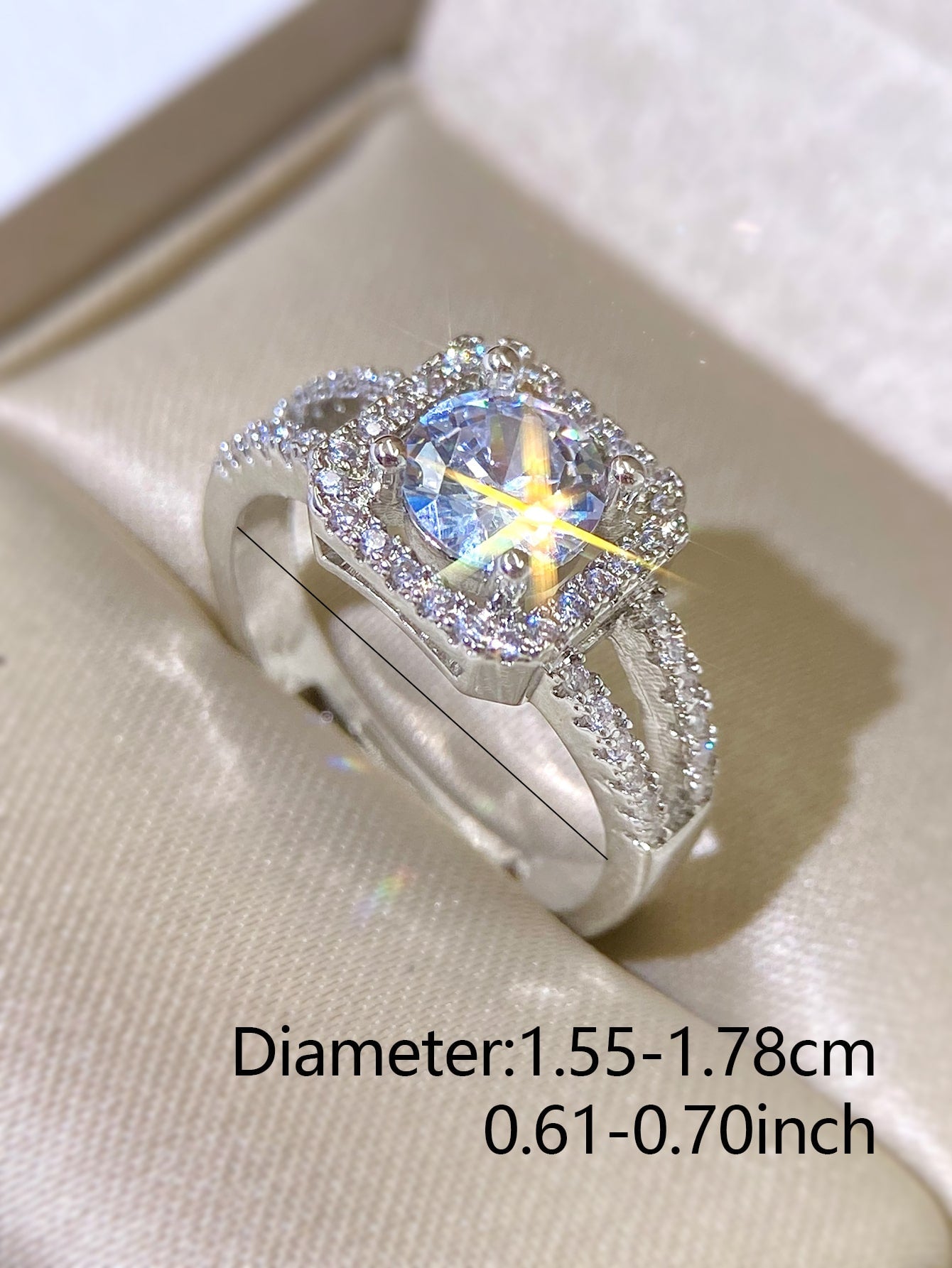 Cubic Zirconia Decor Ring Shein