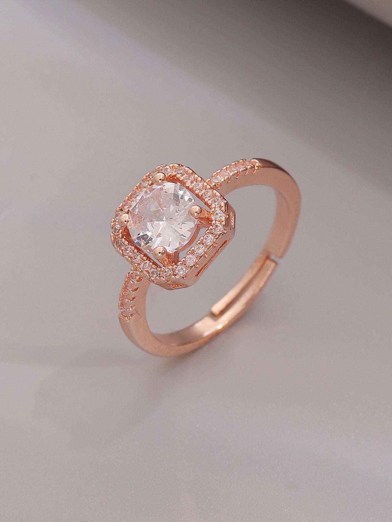 Cubic Zirconia Decor Ring Shein