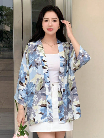 DAZY Allover Floral Drop Shoulder Oversized Blouse Shein