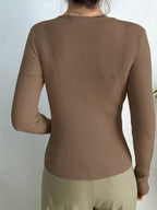DAZY Kpop Solid Ribbed Knit Sweater Shein
