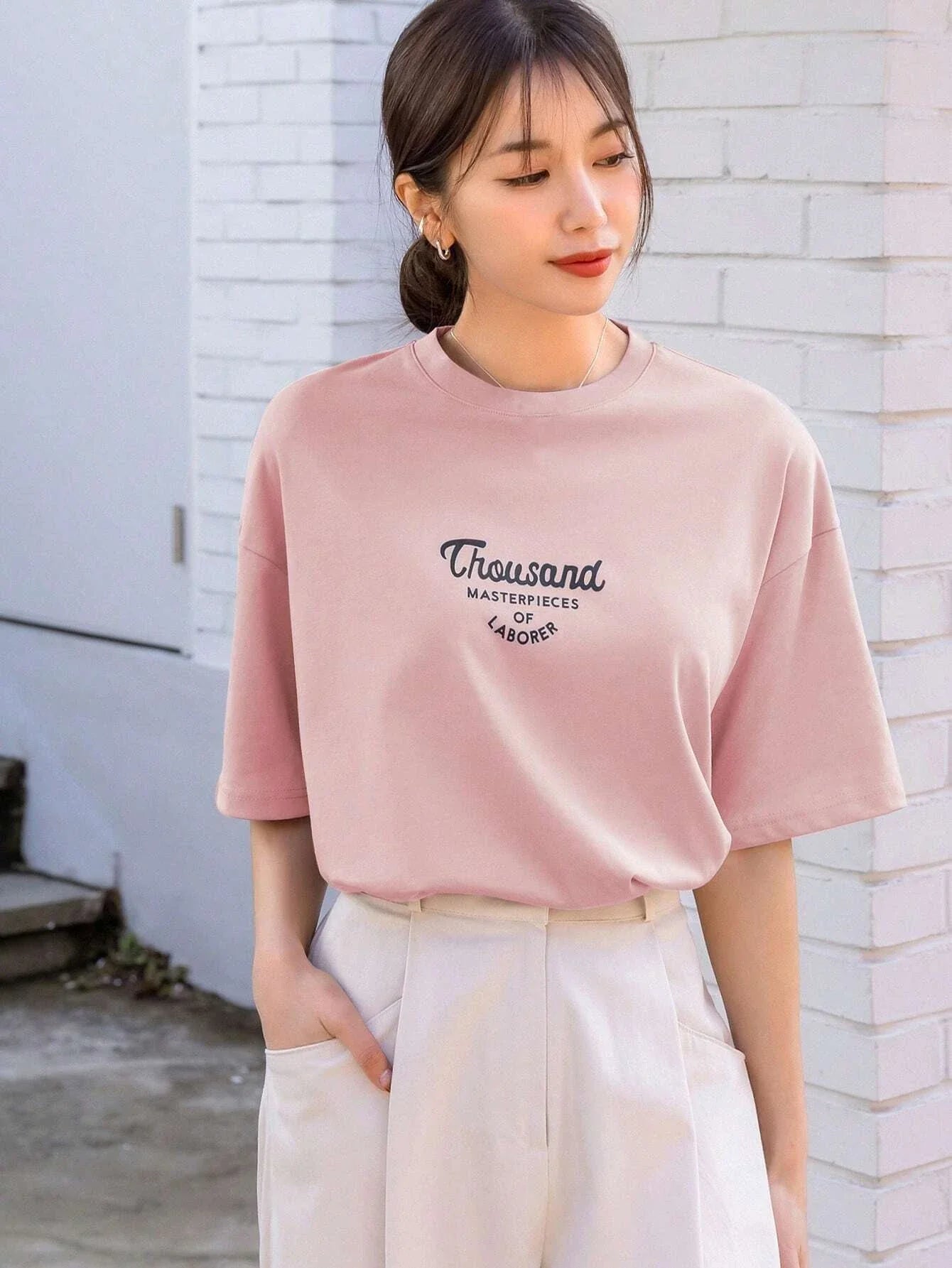 DAZY Slogan Graphic Drop Shoulder Oversized Tee Shein