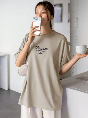 DAZY Slogan Graphic Drop Shoulder Oversized Tee Shein