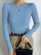 DAZY Solid Ribbed Knit Sweater Shein