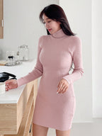 DAZY Turtleneck Ribbed Knit Bodycon Sweater Dress Shein