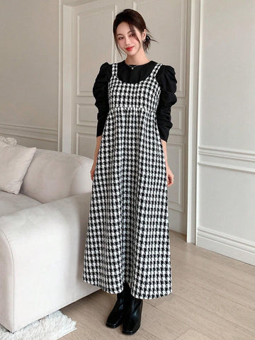 Dazy Star Plaid Print Overall Dress Without Tee Shein