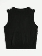 EZwear Argyle Pattern Sweater Vest Without Tee Shein