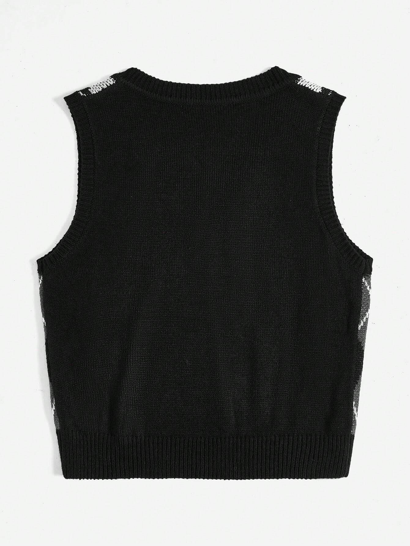 EZwear Argyle Pattern Sweater Vest Without Tee Shein