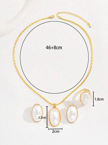4pcs/set Elegant Faux Pearl Decor Jewelry Set For Women Shein