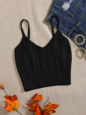 Essnce Cable Knit Cami Top Shein