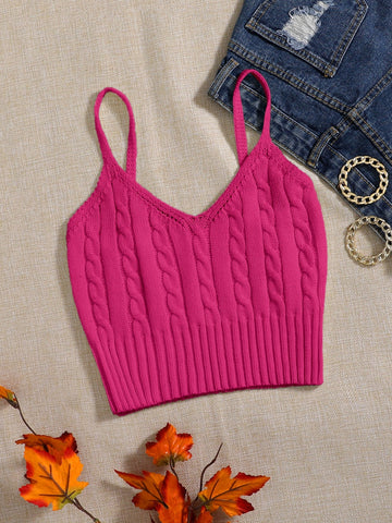 Essnce Cable Knit Cami Top Shein