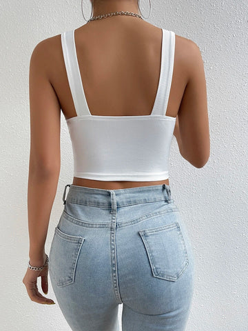 Essnce Solid Crop Tank Top Shein