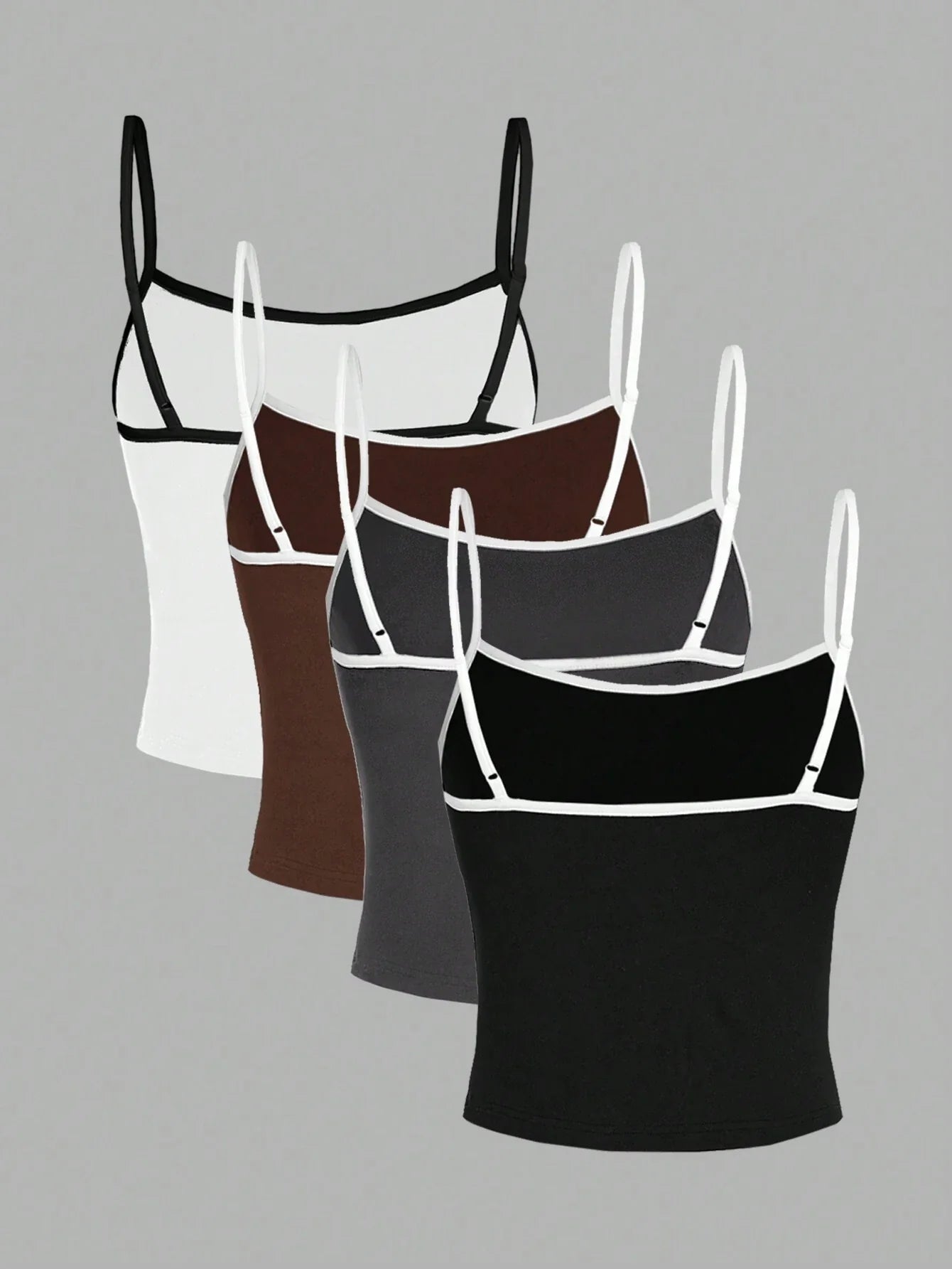 Essnce 4pcs/Set Women's Solid Color Tank Tops Shein