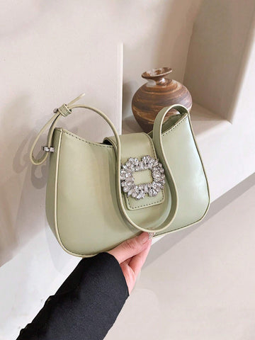 Fashionable Shoulder Bag With Rhinestone Decoration Underarm Bag Shein