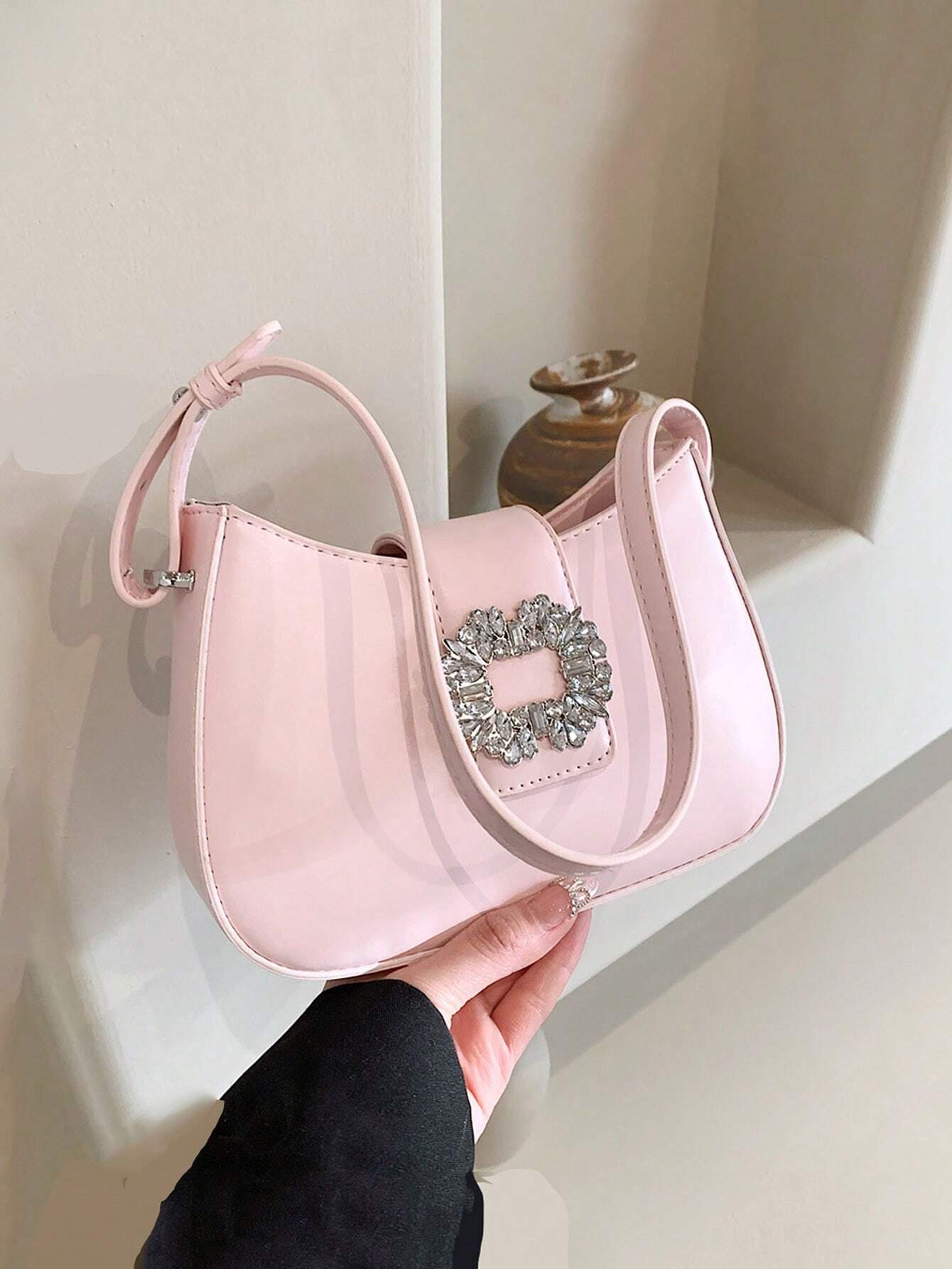 Fashionable Shoulder Bag With Rhinestone Decoration Underarm Bag Shein