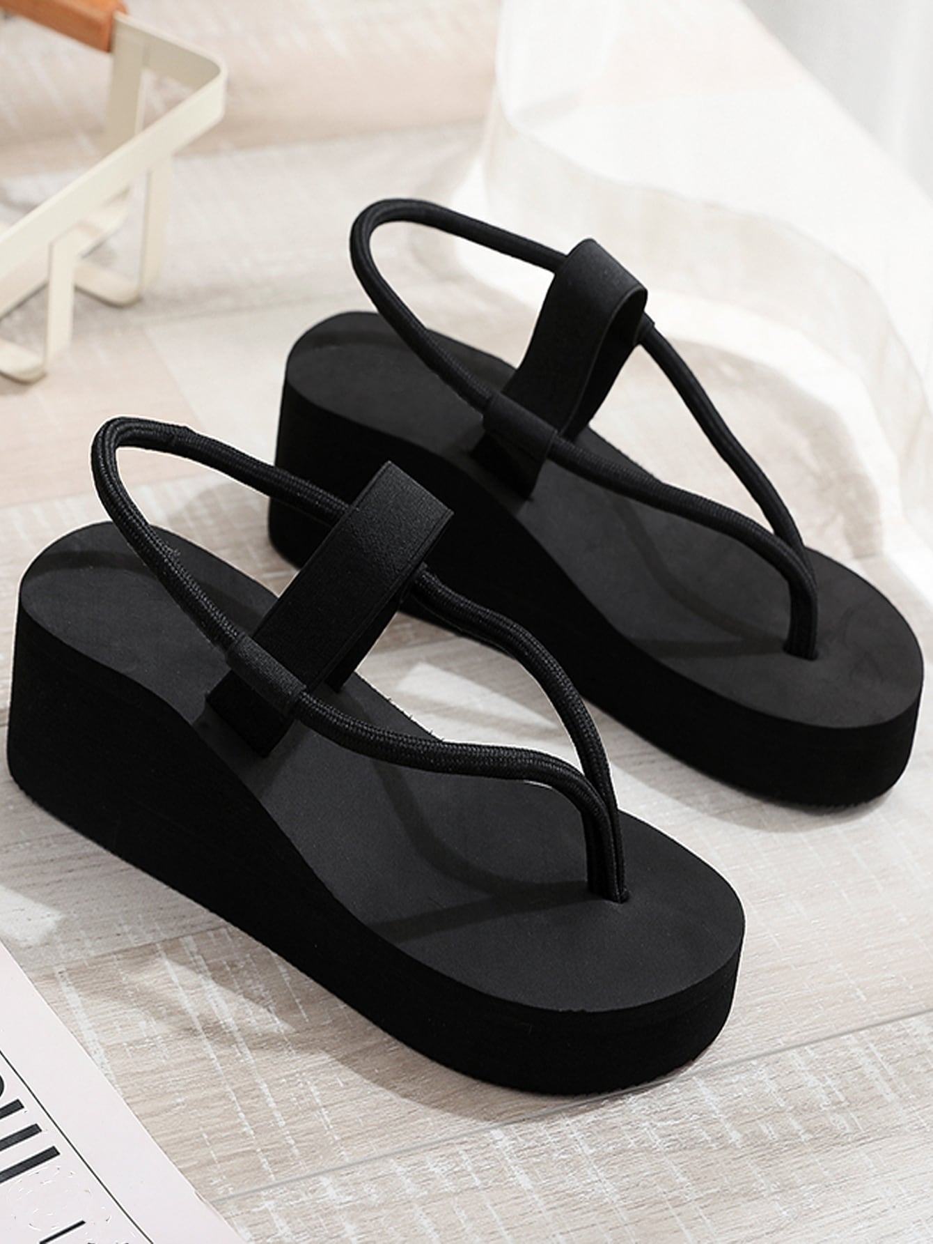 Fashionable Thong Wedge Sandals Women Toe Post Sandals Shein