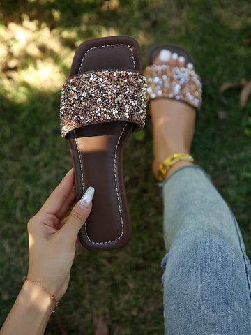 Glamorous Glass Slide Sandals Shein