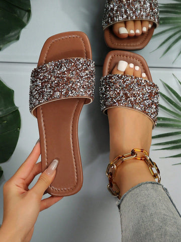 Glamorous Glass Slide Sandals Shein