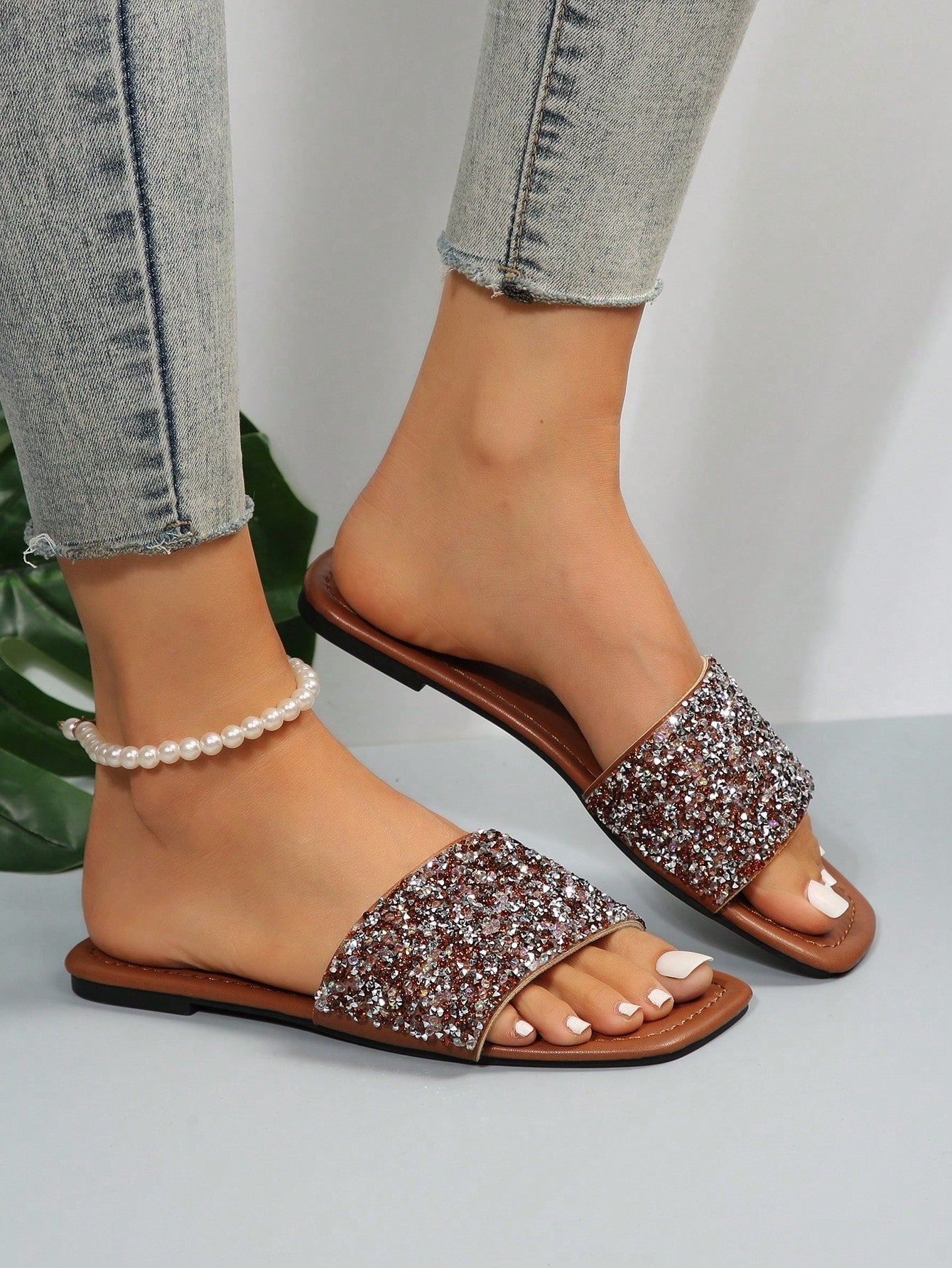 Glamorous Glass Slide Sandals Shein