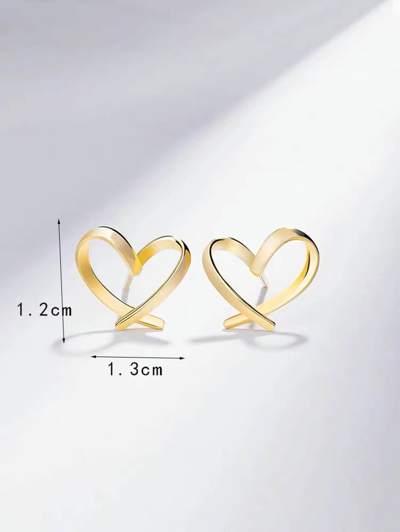 Heart Design Stud Earrings Shein