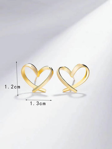 Heart Design Stud Earrings Shein