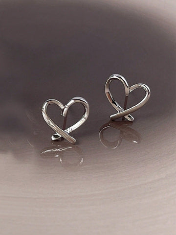 Heart Design Stud Earrings Shein