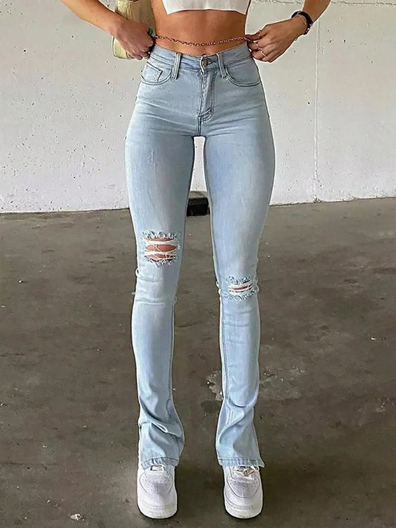 High Waist Flare Leg Jeans Shein