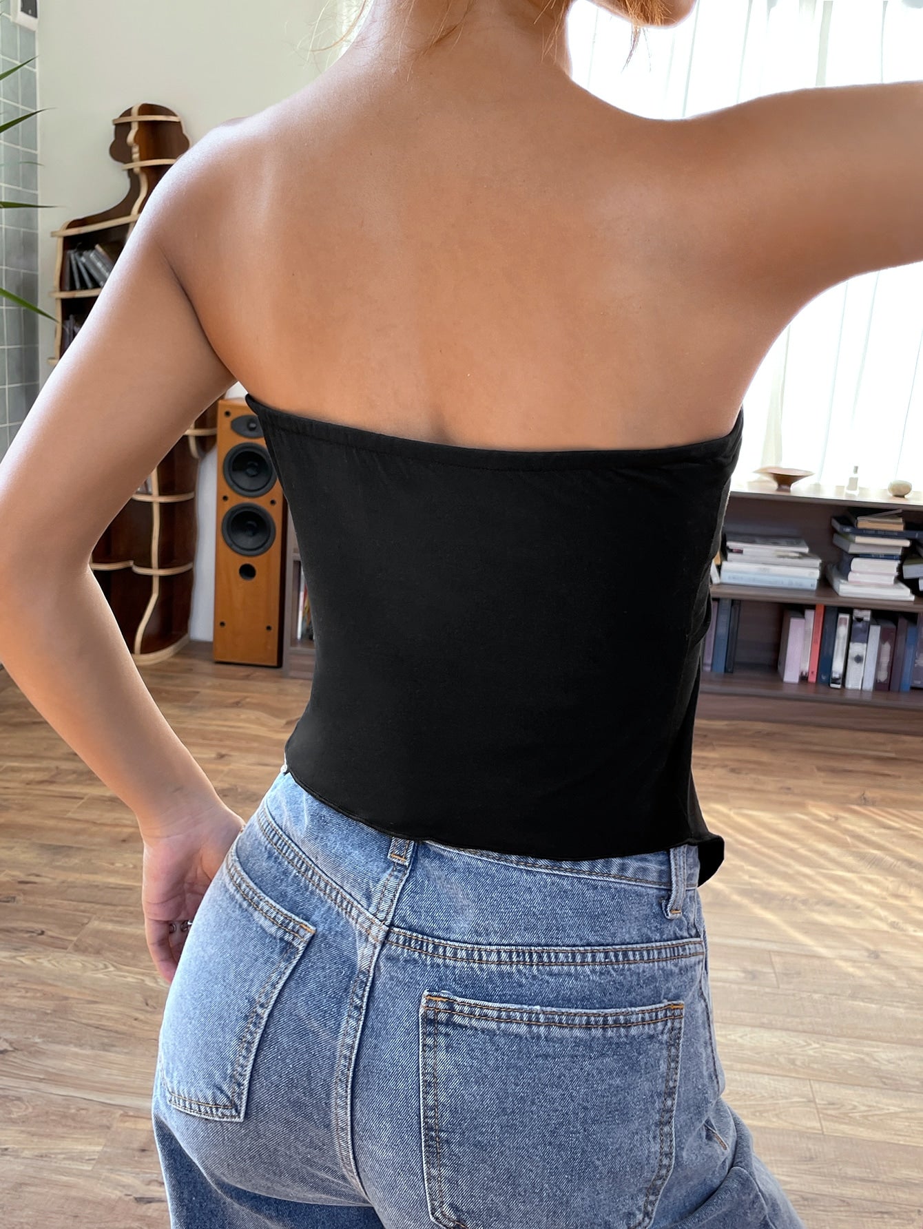 ICON Twist Front Asymmetrical Hem Tube Top Shein